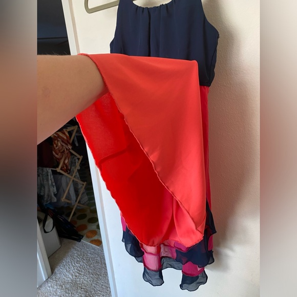 Girls Paper Doll Layered Sun Dress, Navy Pink Red, Tank, Size 10 Medium/large - Picture 8 of 8